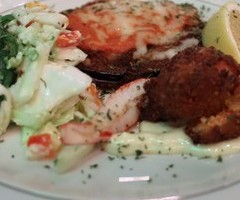 Stack of Maine Lobster & Three Cheese Eggplant Parmesan