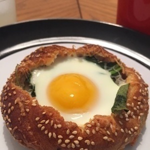 Bacon, Spinach, Cheese Breakfast Breadbowl!