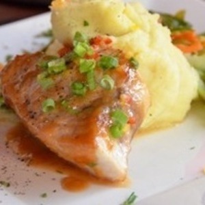 Swordfish w/ Miso Glaze, Wasabi Mashed Potatoes & Japanese Vegetable Medley