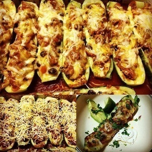 Zucchini Chicken enchilada  Boats